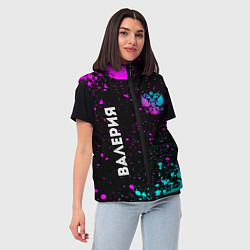 Женский жилет Валерия и неоновый герб России вертикально, цвет: 3D-черный — фото 2