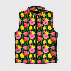 Женский жилет Colorful tulips, цвет: 3D-черный
