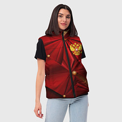 Женский жилет Золотой герб России на красной абстракции, цвет: 3D-красный — фото 2