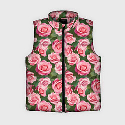 Женский жилет Розовые розы паттерн, цвет: 3D-светло-серый
