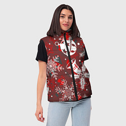 Женский жилет Рождественские узоры паттерны, цвет: 3D-черный — фото 2