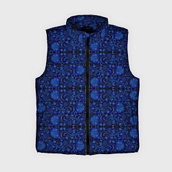 Женский жилет Гжельская роспись на чёрном фоне, цвет: 3D-черный