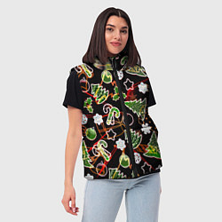 Женский жилет Ёлочные игрушки и ёлки, цвет: 3D-светло-серый — фото 2