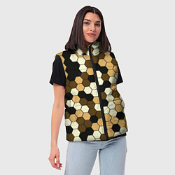 Женский жилет Камуфляж гексагон коричневый, цвет: 3D-черный — фото 2
