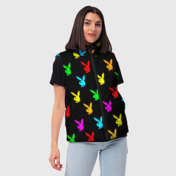 Женский жилет Playboy pattern неон, цвет: 3D-черный — фото 2