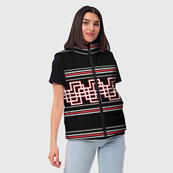 Женский жилет Греческие линии красные и белые, цвет: 3D-красный — фото 2