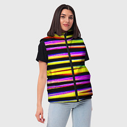 Женский жилет Цветные неоновые полосы, цвет: 3D-красный — фото 2