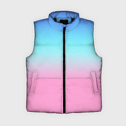 Женский жилет Синий и голубо-розовый градиент, цвет: 3D-черный