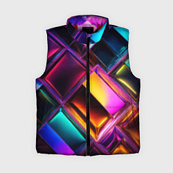 Женский жилет Цветные стеклянные блоки - неоновый геометричный у, цвет: 3D-красный