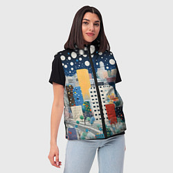 Женский жилет Новогодний ночной город, цвет: 3D-светло-серый — фото 2