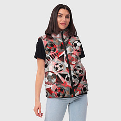 Женский жилет Футбольный мяч узоры, цвет: 3D-красный — фото 2