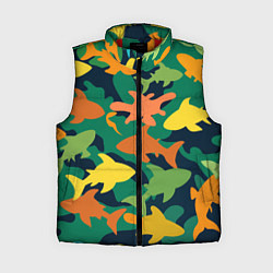 Женский жилет Камуфляж силуэты рыбок, цвет: 3D-красный