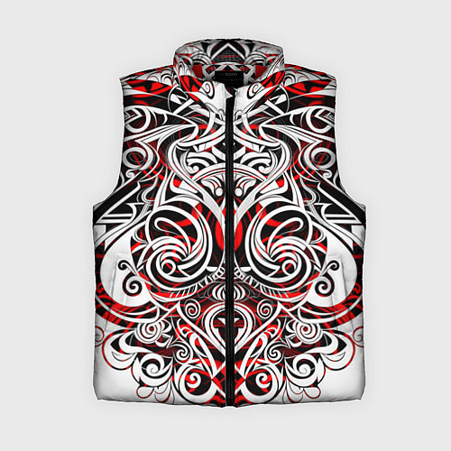 Женский жилет Чёрно красные трайбл узоры / 3D-Красный – фото 1