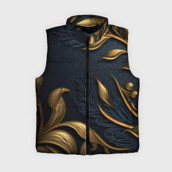 Женский жилет Лепнина объемные золотые узоры на темном синем фон