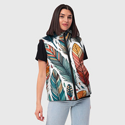 Женский жилет Композиция из перьев, цвет: 3D-красный — фото 2