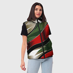 Женский жилет Белые зеленые и красные полосы, цвет: 3D-черный — фото 2