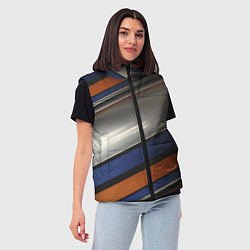 Женский жилет Разноцветные прямые полосы, цвет: 3D-красный — фото 2