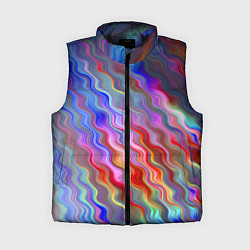 Женский жилет Волнистые разноцветные линии, цвет: 3D-черный