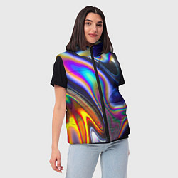 Женский жилет Жидкая голографическая бензиновая абстракция, цвет: 3D-красный — фото 2