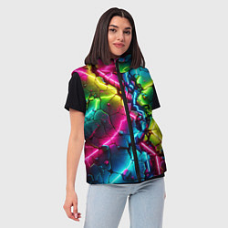 Женский жилет Трещина - неон, цвет: 3D-красный — фото 2