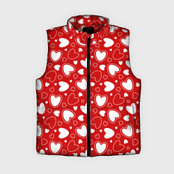 Женский жилет Белые сердечки на красном фоне