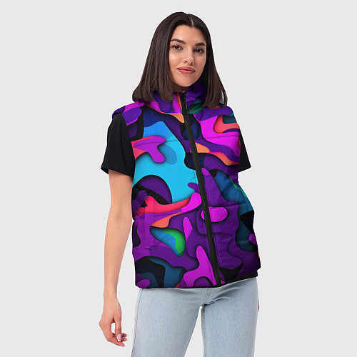 Женский жилет Яркий неоновый камуфляж / 3D-Светло-серый – фото 3