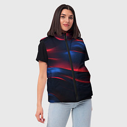 Женский жилет Красно-синие полосы, цвет: 3D-светло-серый — фото 2