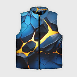 Женский жилет Желтая лава на синих плитах, цвет: 3D-черный