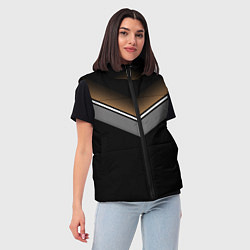 Женский жилет Абстракция графика серая и коричневая полоски на ч, цвет: 3D-светло-серый — фото 2