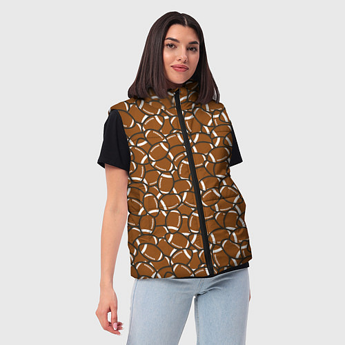 Женский жилет Мячи регби и американского футбола / 3D-Светло-серый – фото 3
