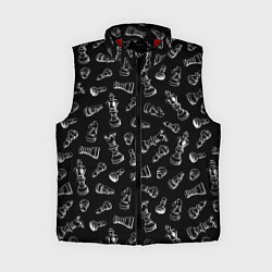 Женский жилет Много шахматных фигур на черном паттерне