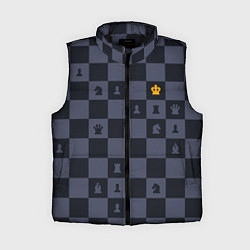Женский жилет Синяя шахматная доска, цвет: 3D-черный