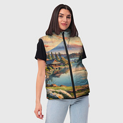 Женский жилет Спокойный рассвет над японским горизонтом, цвет: 3D-красный — фото 2