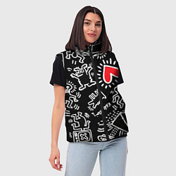 Женский жилет Kit Haring little men, цвет: 3D-черный — фото 2