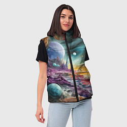 Женский жилет Акварельный пейзаж далёкой планеты, цвет: 3D-светло-серый — фото 2