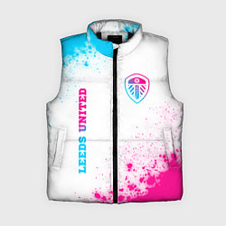 Женский жилет Leeds United neon gradient style вертикально, цвет: 3D-черный