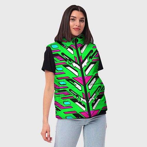 Женский жилет Техно броня розово-зелёная / 3D-Светло-серый – фото 3