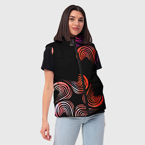 Женский жилет Чёрные звёзды и завихрения / 3D-Светло-серый – фото 3