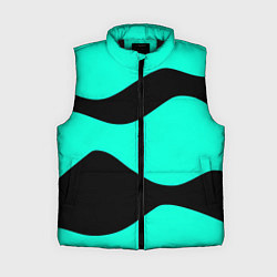 Женский жилет Бирюзовый в чёрные волнистые полосы абстракция