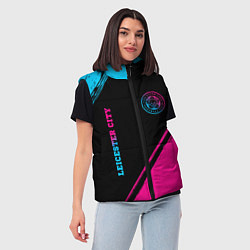Женский жилет Leicester City - neon gradient вертикально, цвет: 3D-черный — фото 2