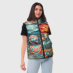 Женский жилет Пэчворк джинсы в СССР, цвет: 3D-красный — фото 2