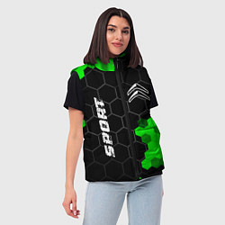 Женский жилет Citroen green sport hexagon, цвет: 3D-черный — фото 2