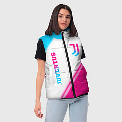 Женский жилет Juventus neon gradient style вертикально, цвет: 3D-черный — фото 2