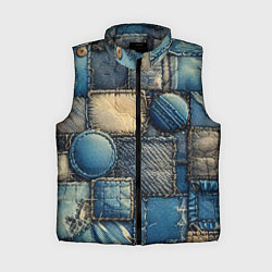 Женский жилет Denim patchwork - ai art, цвет: 3D-светло-серый