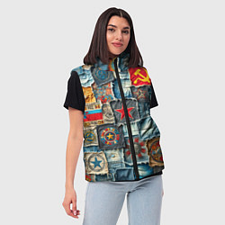 Женский жилет Ретро пэчворк СССР, цвет: 3D-светло-серый — фото 2