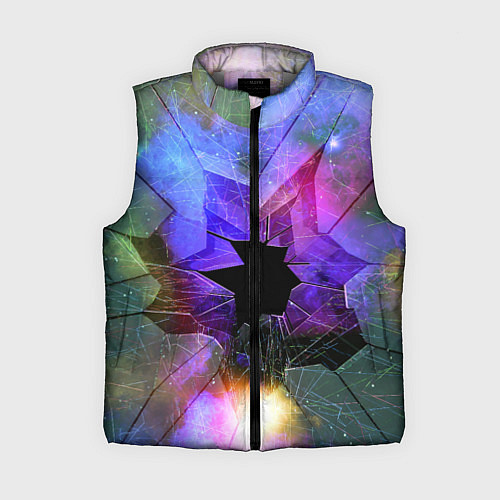 Женский жилет Расколотое стекло - космическая туманность / 3D-Светло-серый – фото 1