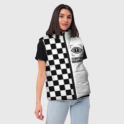 Женский жилет Content Warning шашечки, цвет: 3D-светло-серый — фото 2
