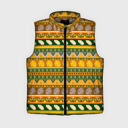 Женский жилет Оливково желтый полосатый тропический узор, цвет: 3D-светло-серый