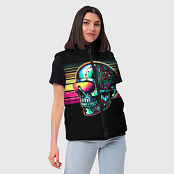 Женский жилет Cyber skull - ai art fantasy, цвет: 3D-красный — фото 2