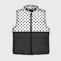 Женский жилет Белый в чёрный горошек с полосами, цвет: 3D-черный
